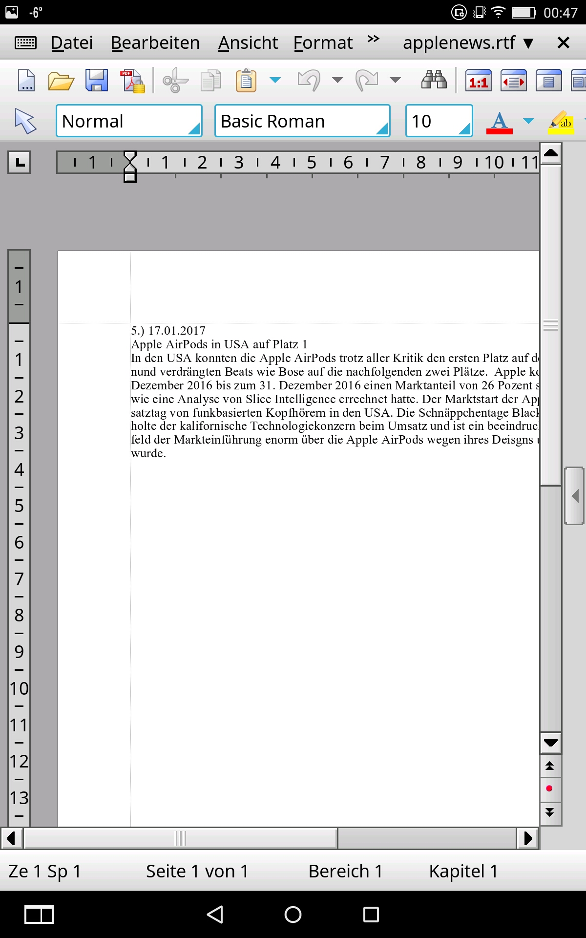 Schreibprogramm Für Android Tablet Kostenlos Deutsch Textverarbeitung TextMaker HD Basic im Test - Android News